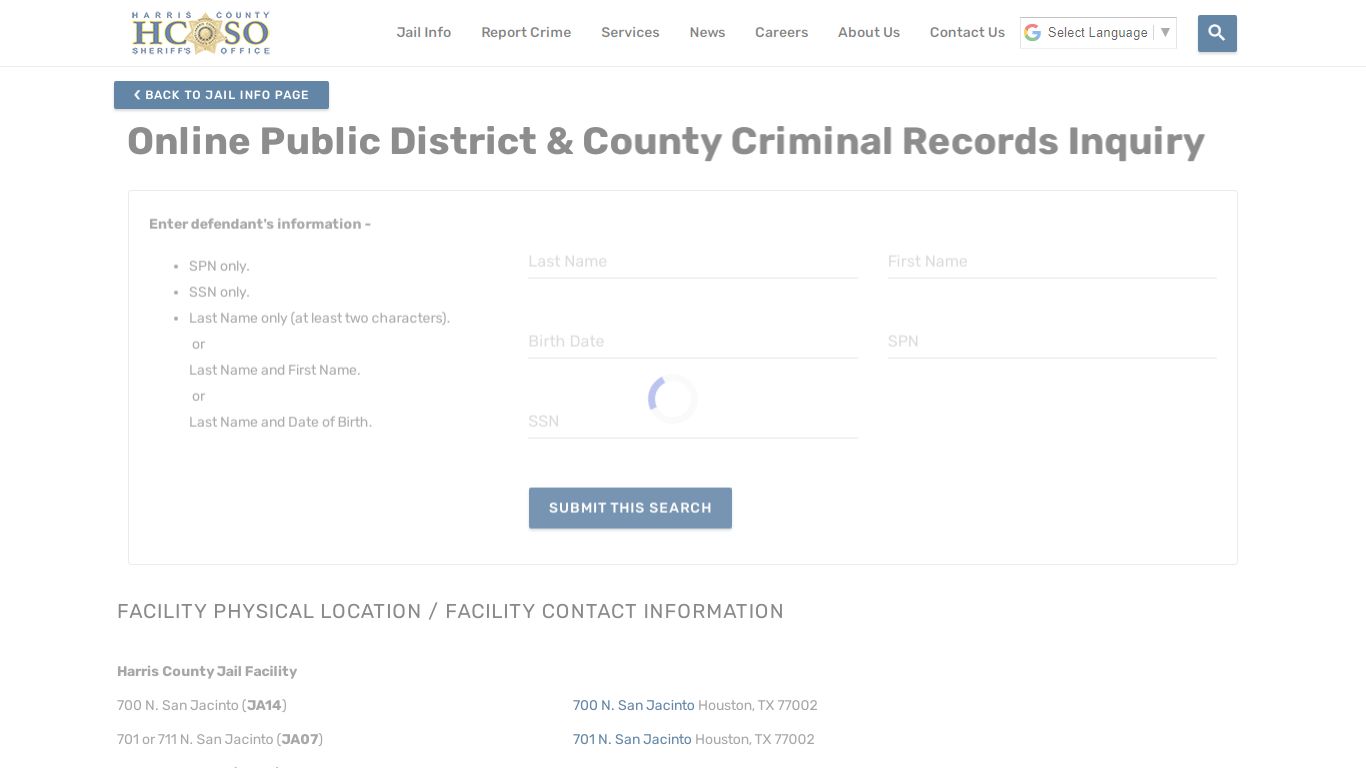 Online Public District & County Criminal Records Inquiry—Harris County ...